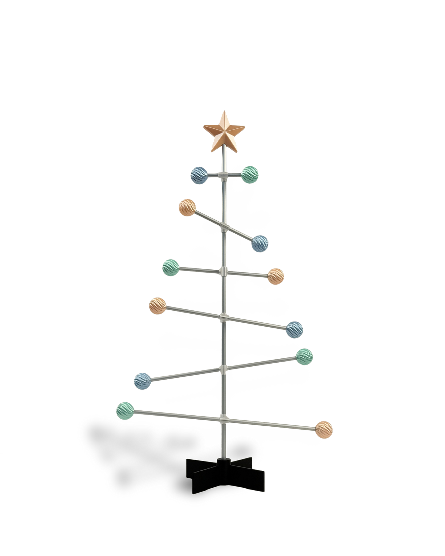 Modern modular metal Easter tree with pastel colored balls ornament