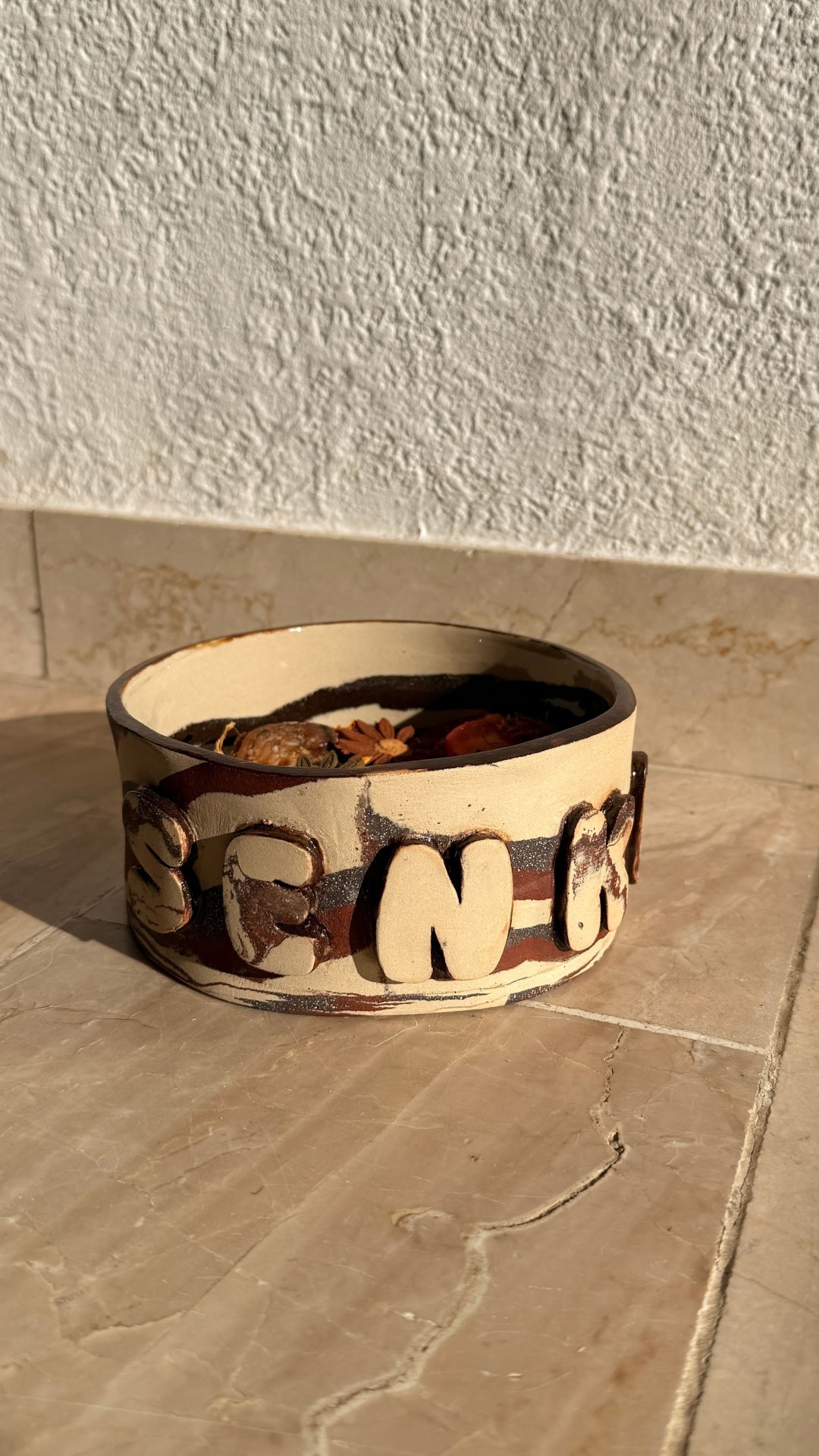 Custom Ceramic Dog Bowl – Handmade Tiger Stripe Pet Bowl