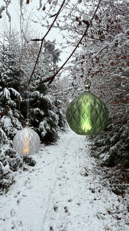 Weihnachtskugel mit LED-Licht – Muster (2er-Set)