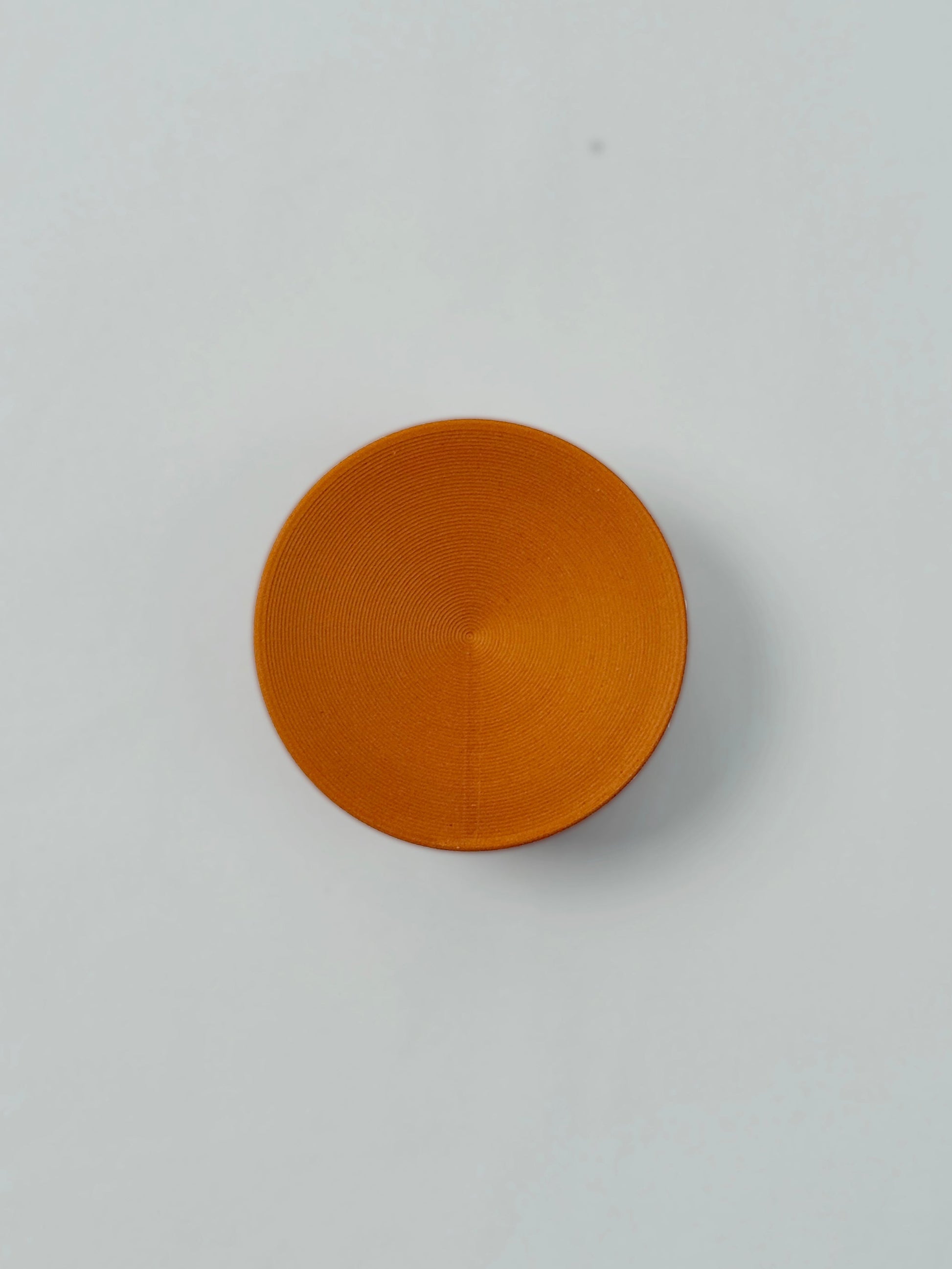 3D print brown circular object on a light gray background