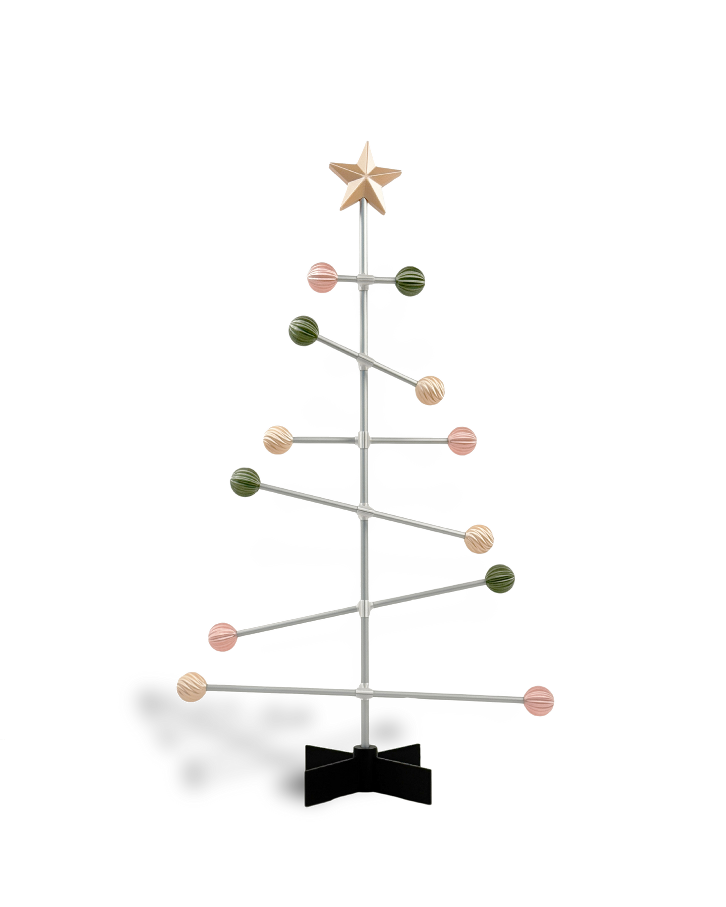 Modern modular metal Easter tree with pastel spring colored balls ornament