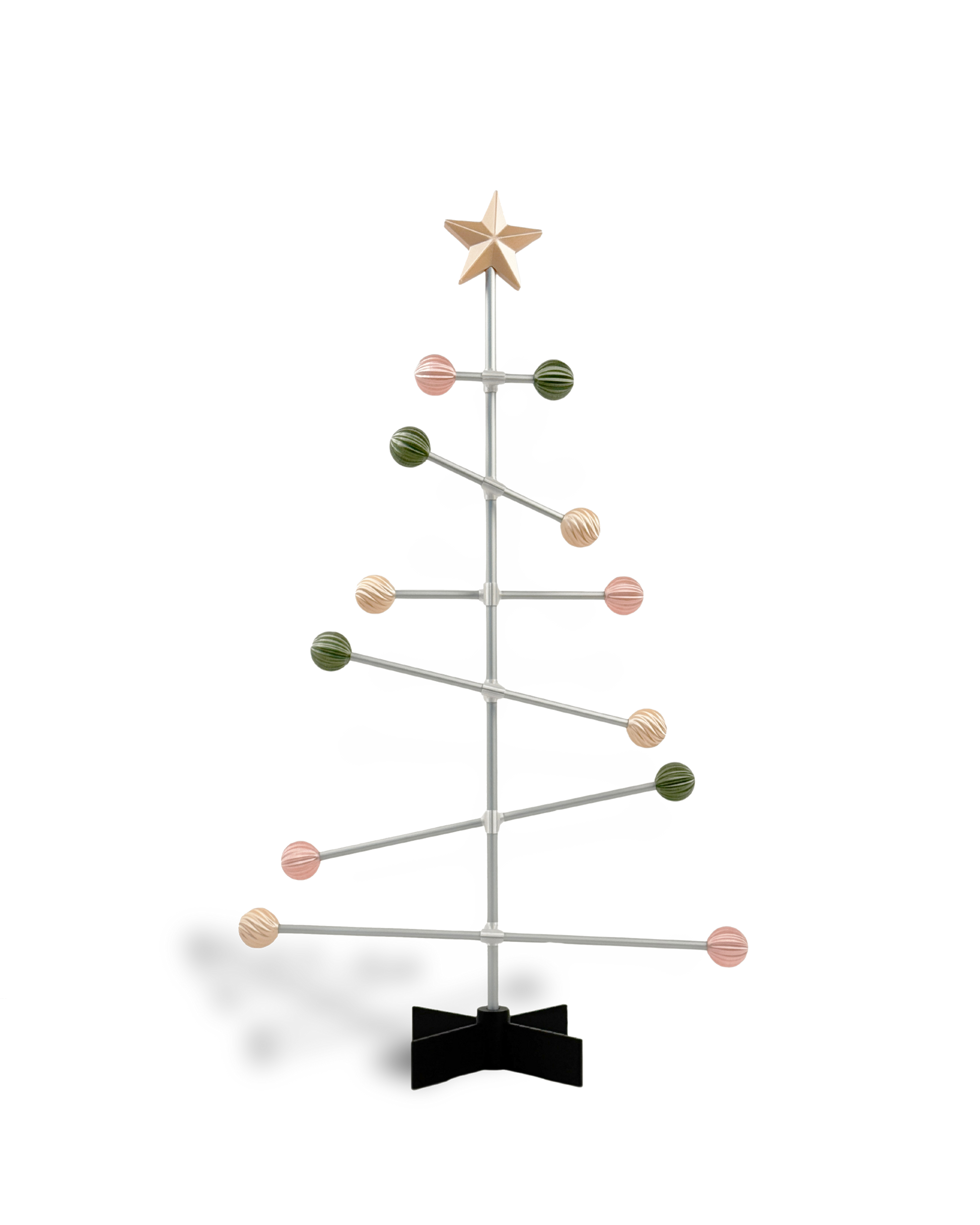 Modern modular metal Easter tree with pastel spring colored balls ornament
