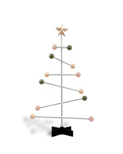 Modern modular metal Easter tree with pastel spring colored balls ornament