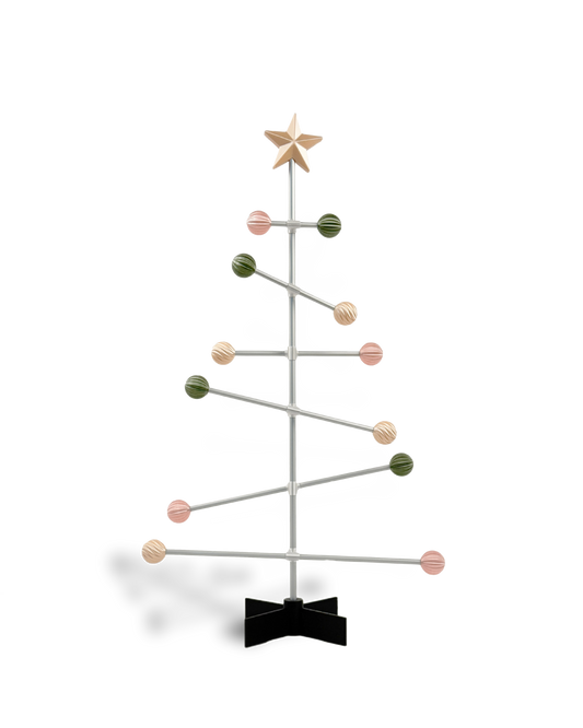 Modern modular metal Easter tree with pastel spring colored balls ornament
